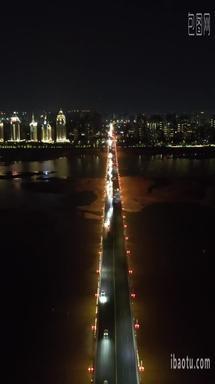航拍江西南昌大桥夜景